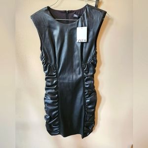 ZARA leather look mini dress